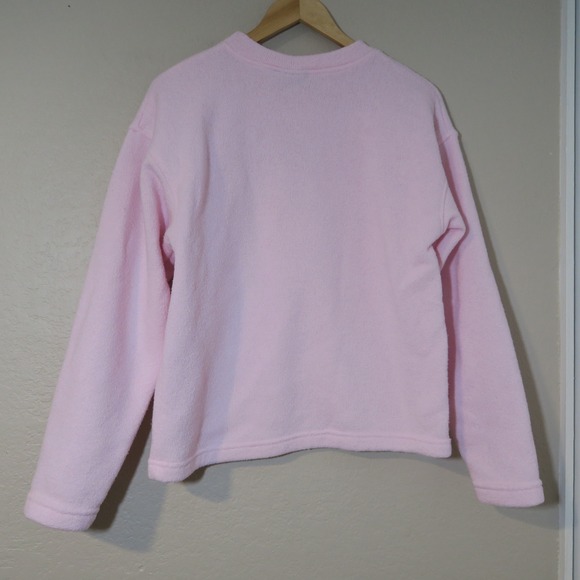 Pink Pullover Sweater Fleece Beach Embroidered Casual Comfy Vacation - Picture 7 of 9